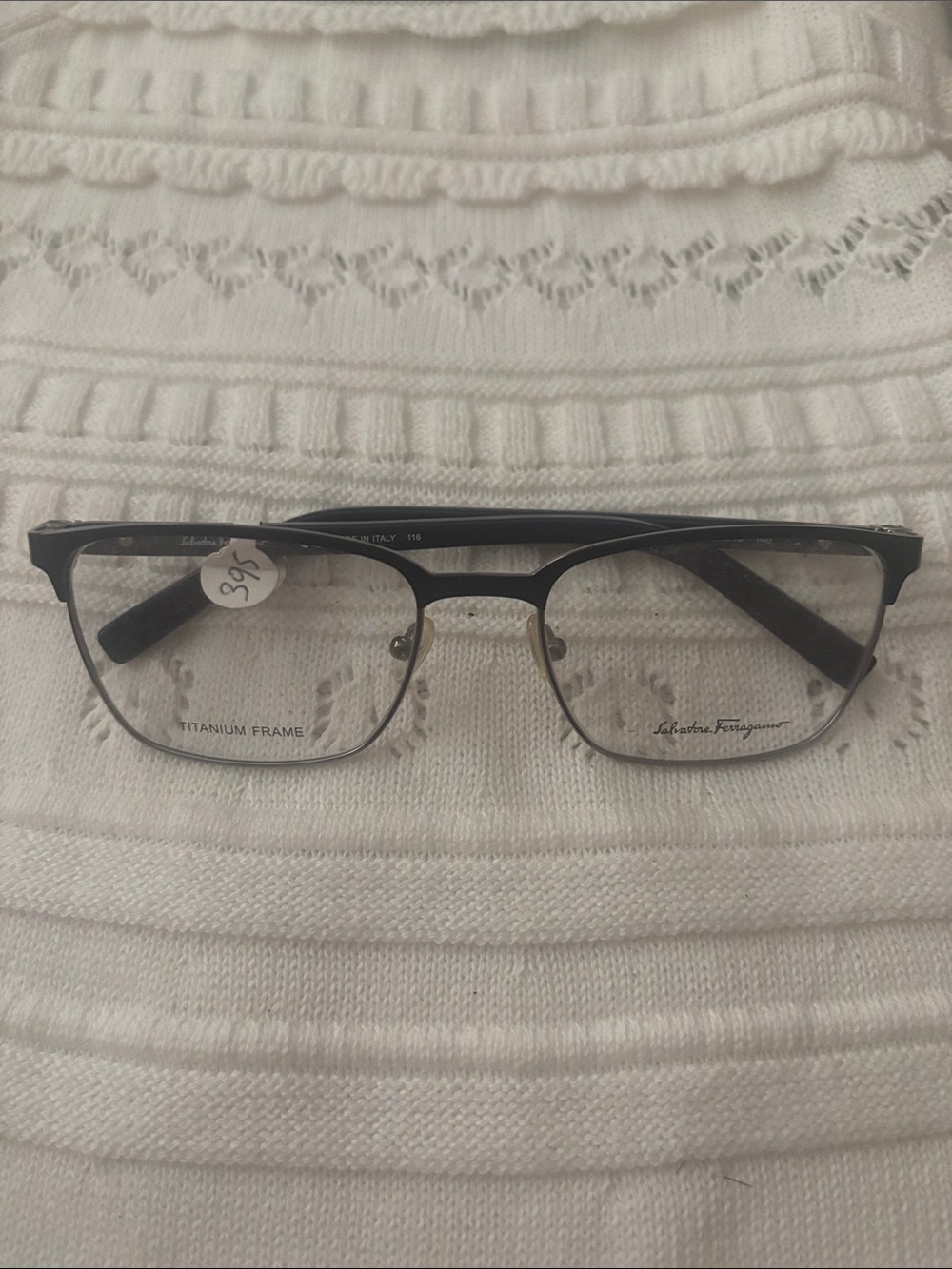 Salvatore Ferragamo Black and Silver Semi-Rim Eyeglasses